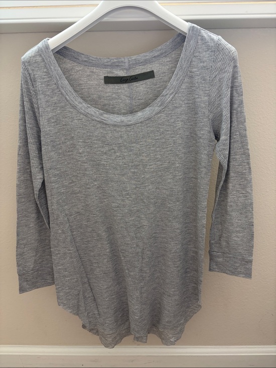 Enza Costa Tops - Enza Costa Heather Gray Scoop Neck Long Sleeve Top